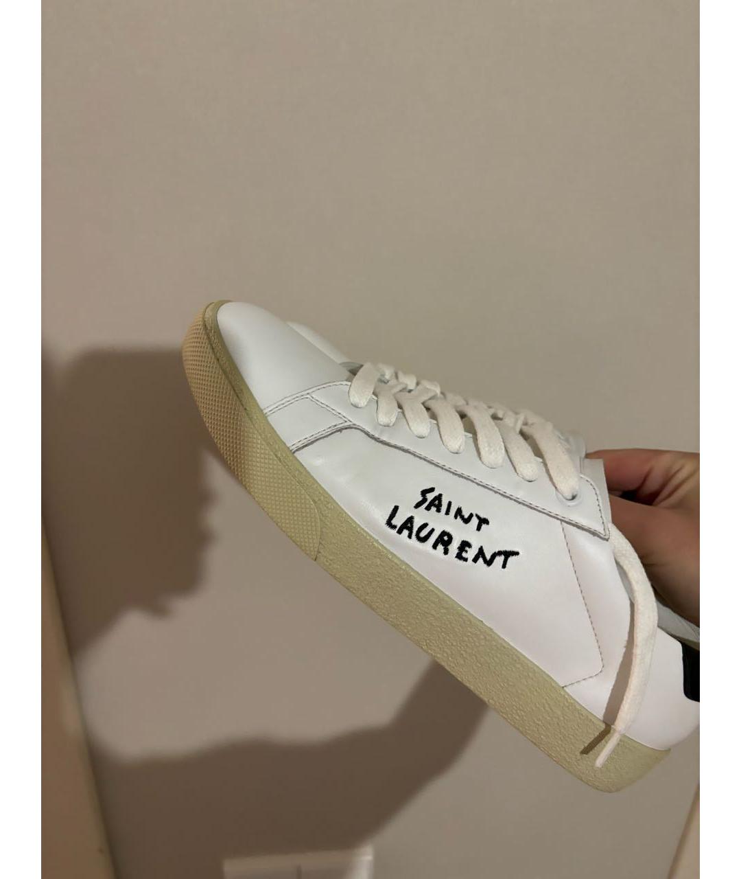 SAINT LAURENT Белые кожаные кеды, фото 4