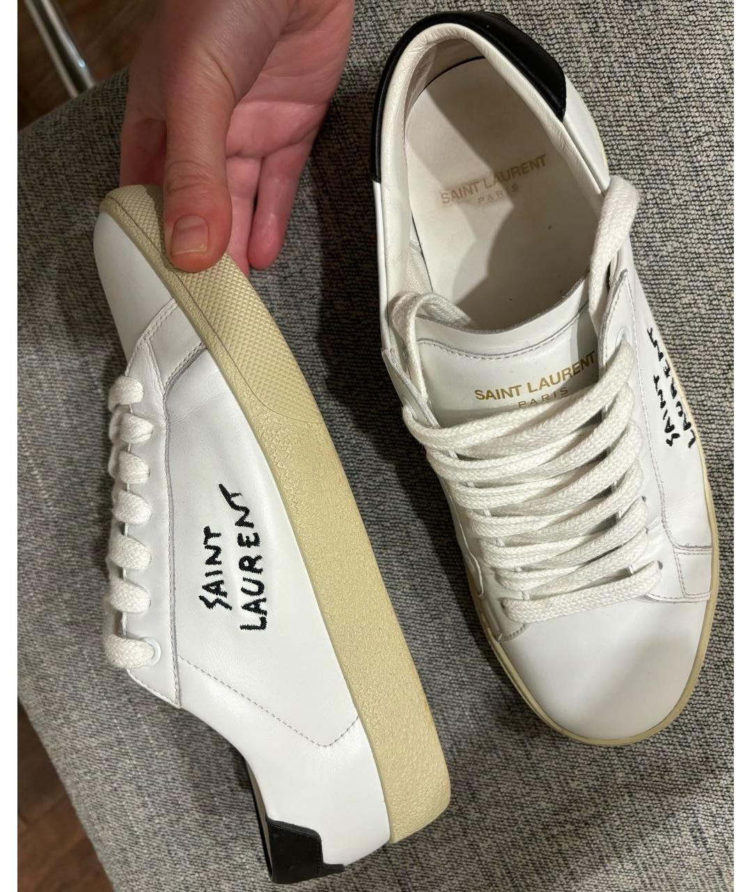 SAINT LAURENT Белые кожаные кеды, фото 3