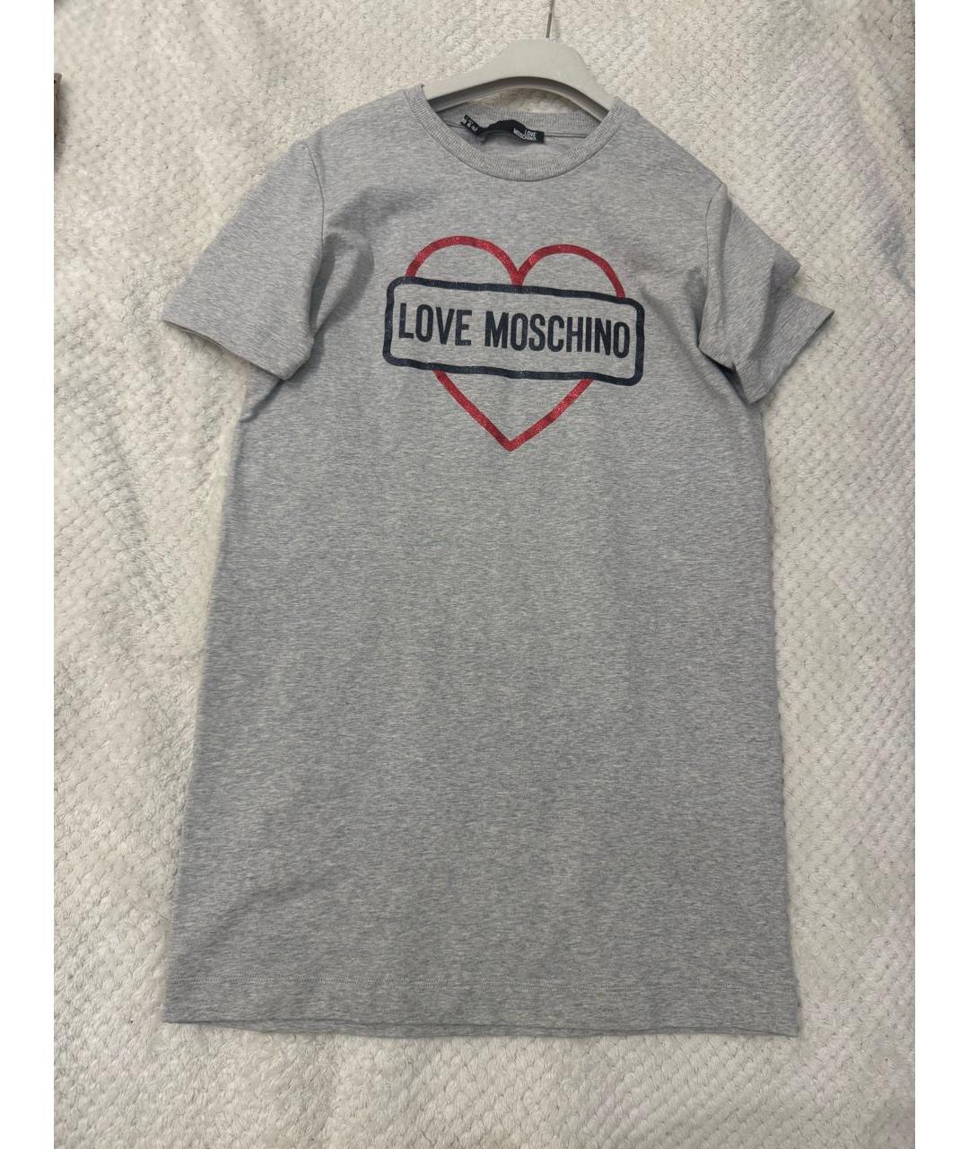 LOVE MOSCHINO Серое хлопковое повседневное платье, фото 9