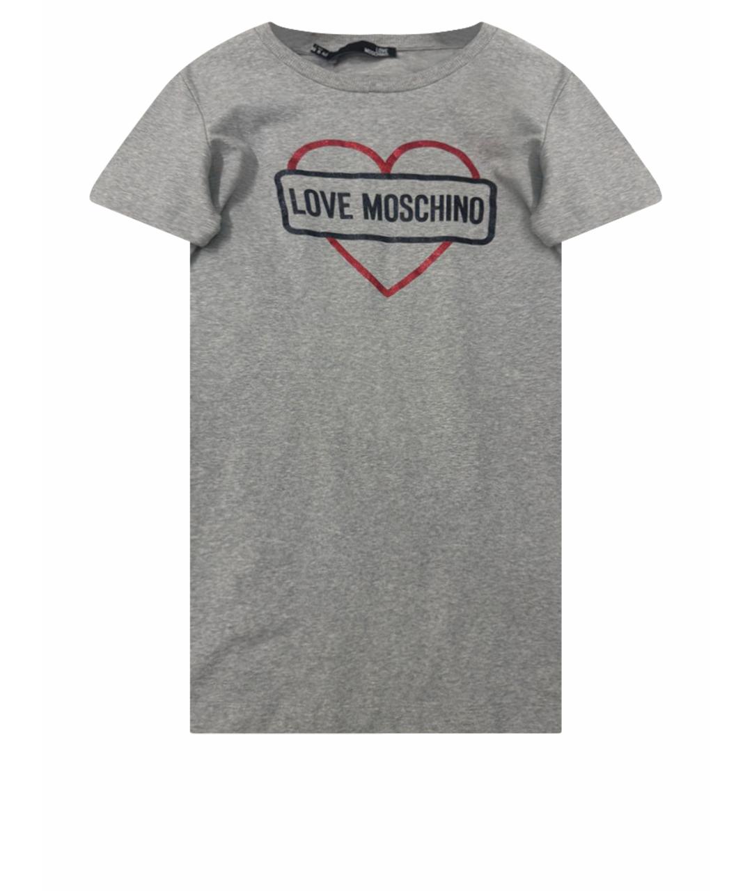 LOVE MOSCHINO Серое хлопковое повседневное платье, фото 1