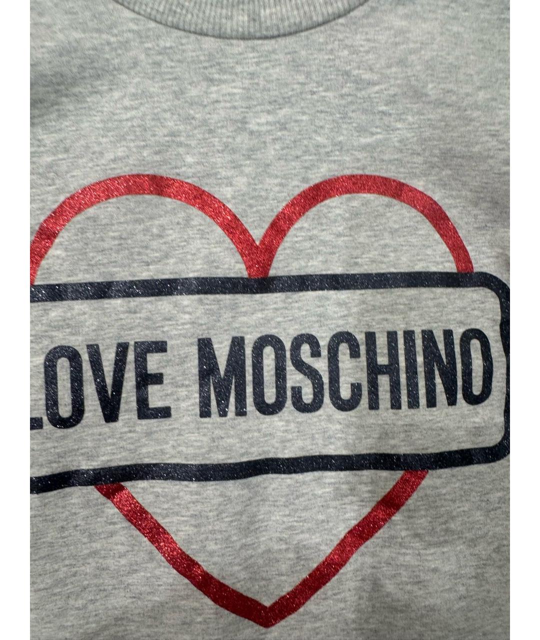 LOVE MOSCHINO Серое хлопковое повседневное платье, фото 3