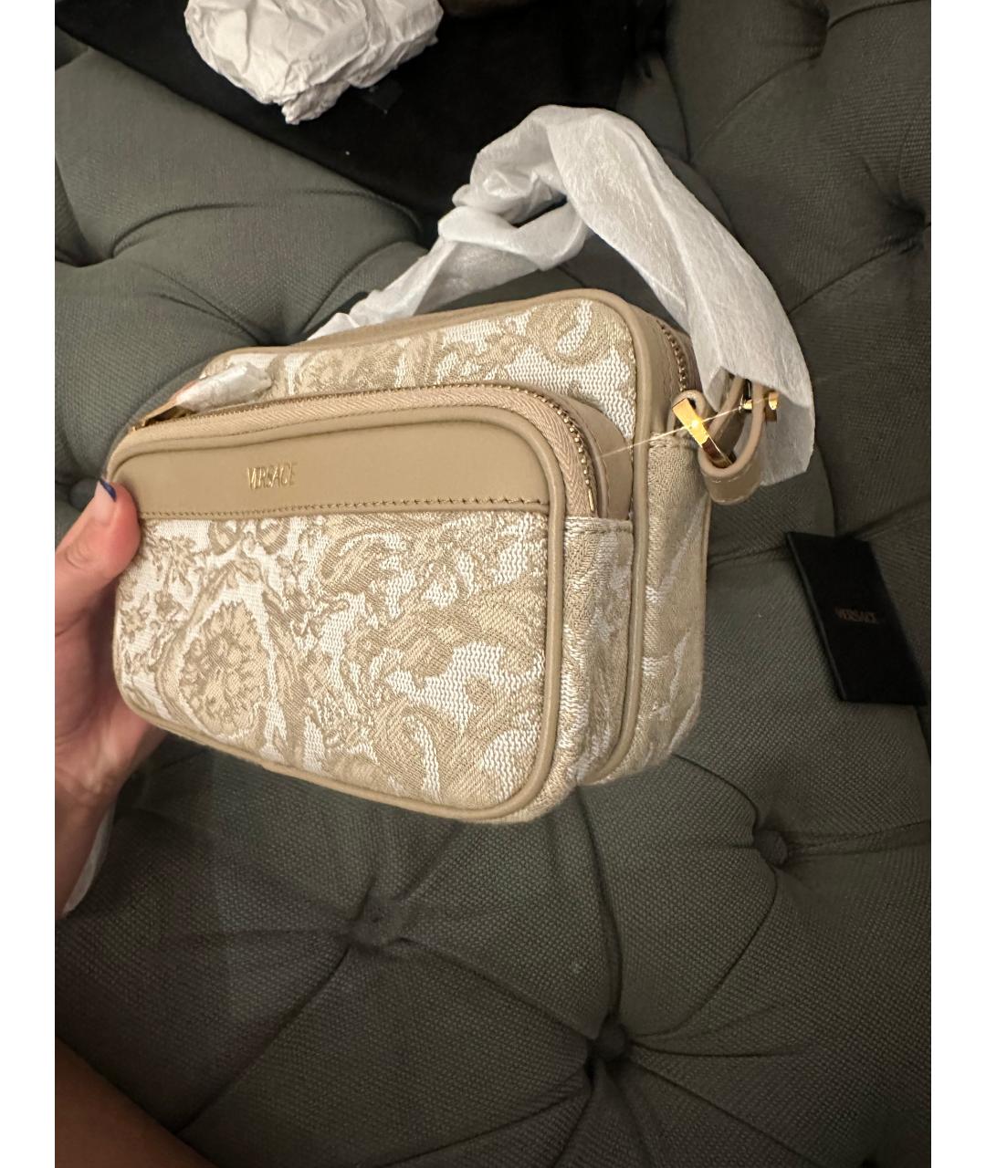 VERSACE Бежевая кожаная сумка через плечо, фото 2