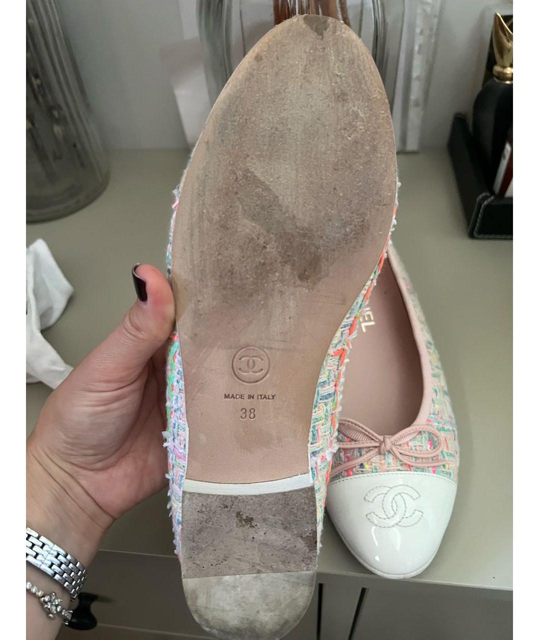 CHANEL Розовые текстильные балетки, фото 2