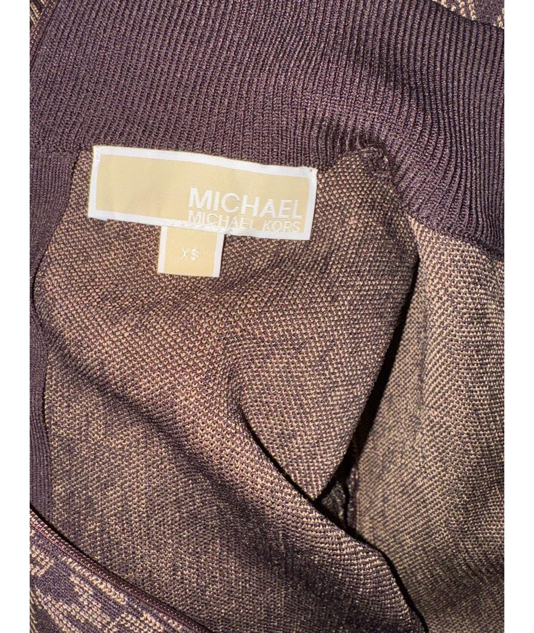 MICHAEL MICHAEL KORS Коричневое вискозное повседневное платье, фото 3