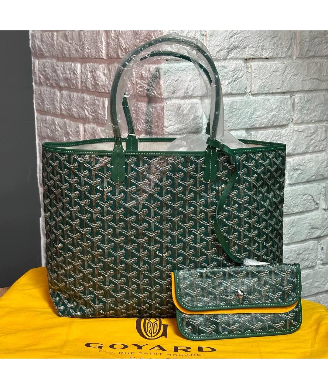 GOYARD Зеленая кожаная сумка тоут, фото 7