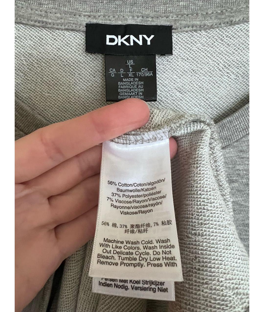 DKNY Серое хлопковое повседневное платье, фото 3