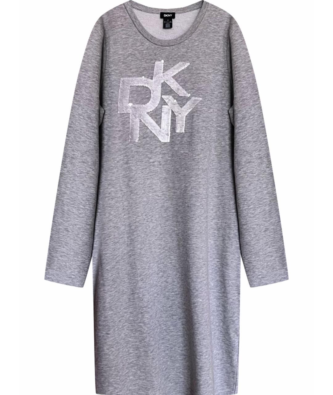 DKNY Серое хлопковое повседневное платье, фото 1