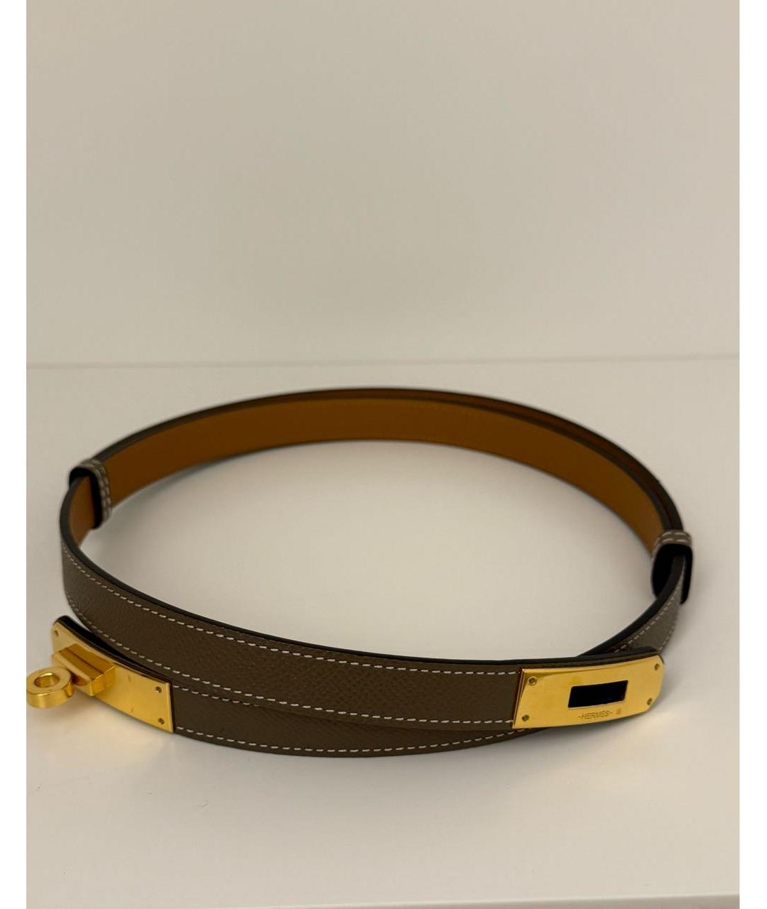HERMES Бежевый кожаный ремень, фото 2