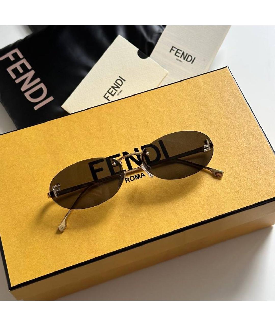FENDI Серые металлические солнцезащитные очки, фото 3