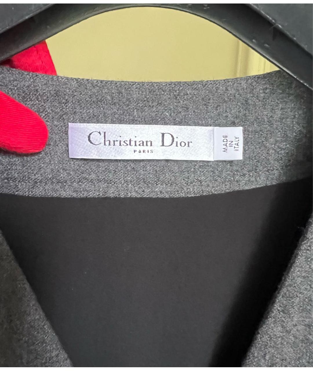 CHRISTIAN DIOR Серое шерстяное повседневное платье, фото 7