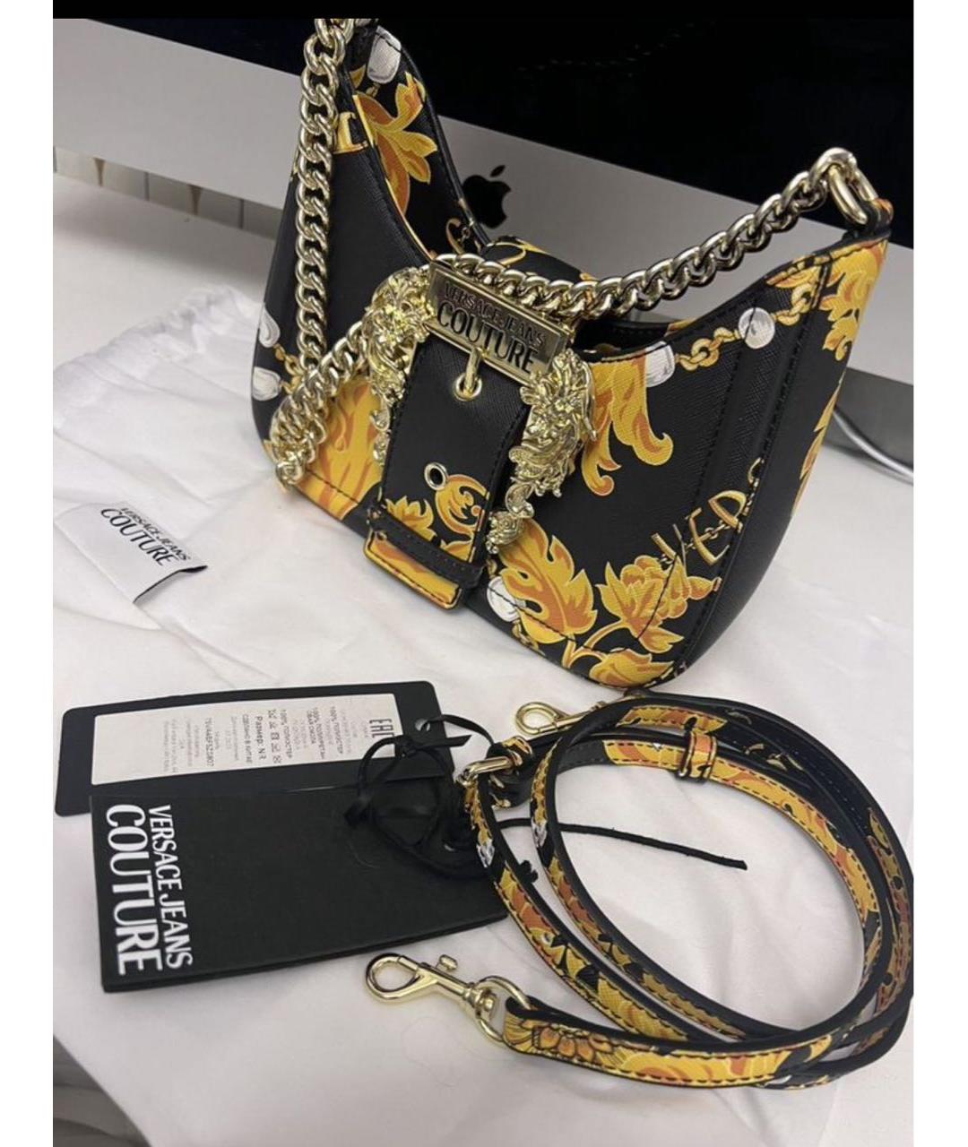 VERSACE JEANS COUTURE Желтая сумка с короткими ручками из искусственной кожи, фото 3
