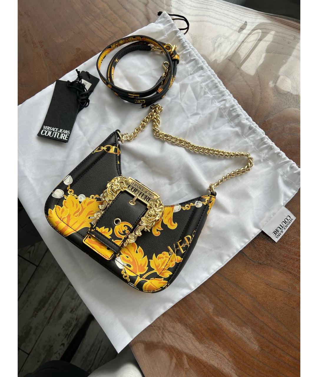 VERSACE JEANS COUTURE Желтая сумка с короткими ручками из искусственной кожи, фото 5