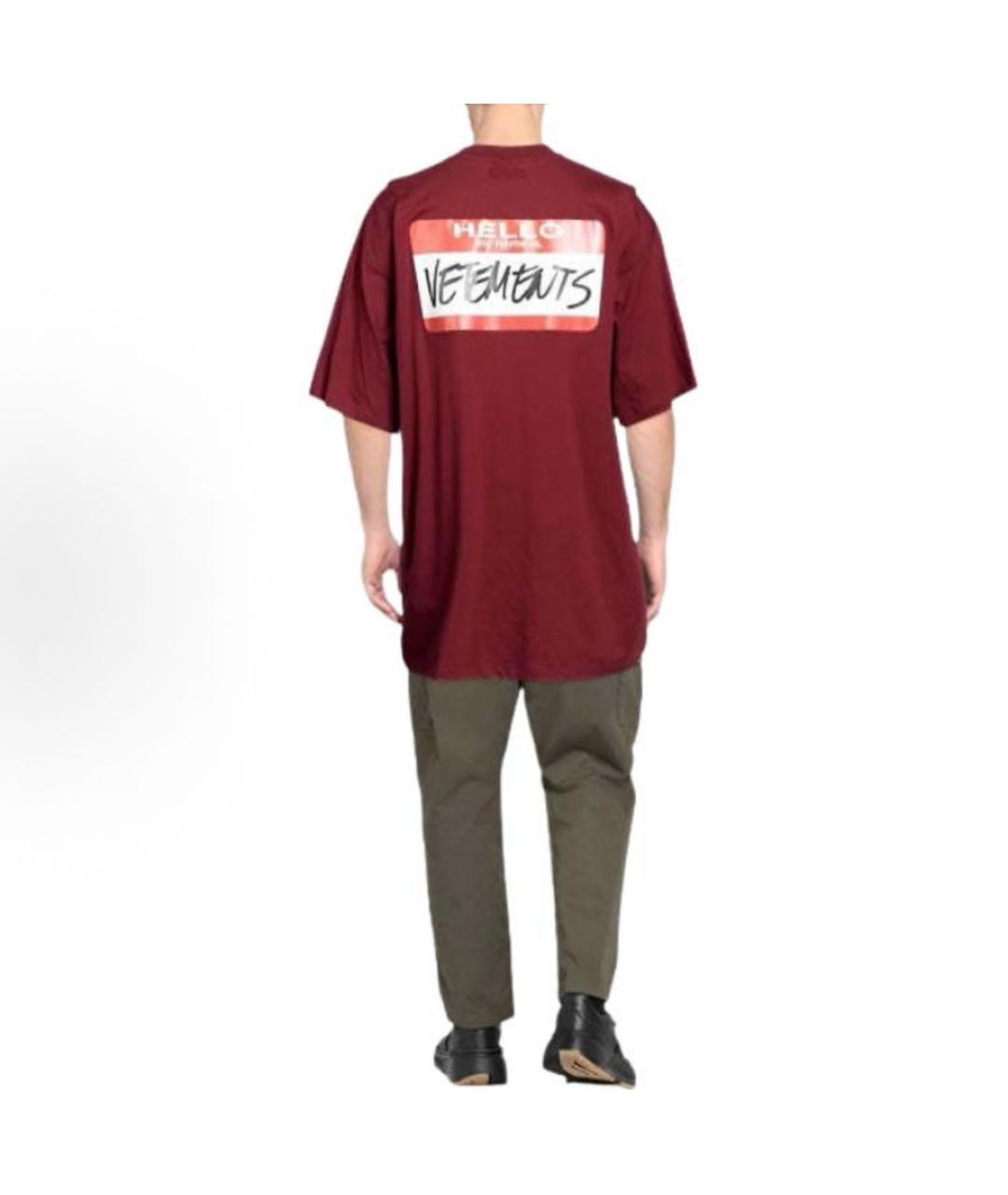 VETEMENTS Бордовая хлопковая футболка, фото 3