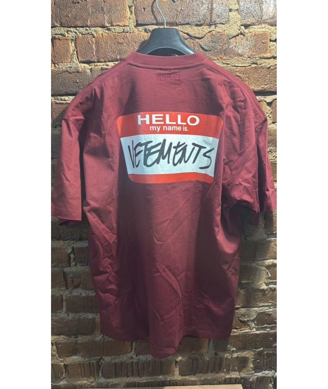 VETEMENTS Бордовая хлопковая футболка, фото 5