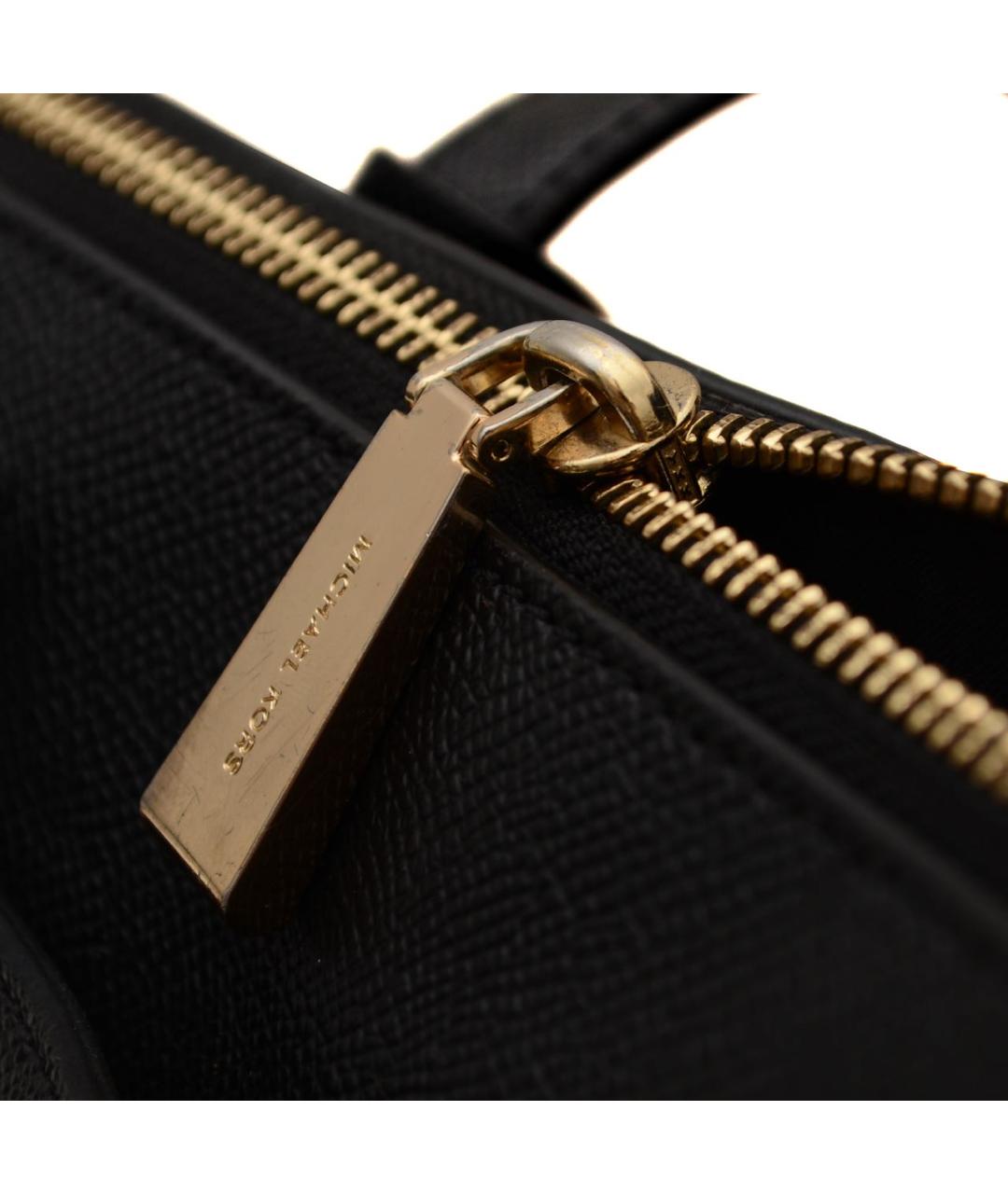 MICHAEL KORS Черная кожаная сумка тоут, фото 4