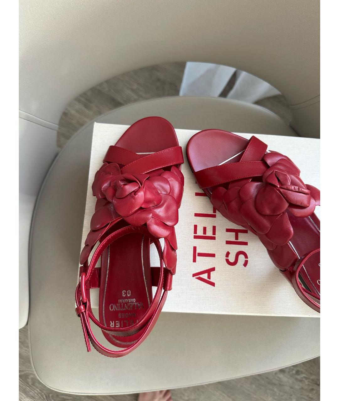 VALENTINO Бордовые кожаные босоножки, фото 6