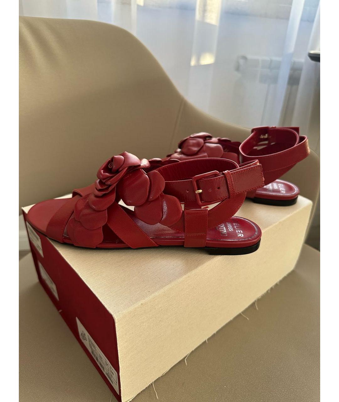 VALENTINO Бордовые кожаные босоножки, фото 9