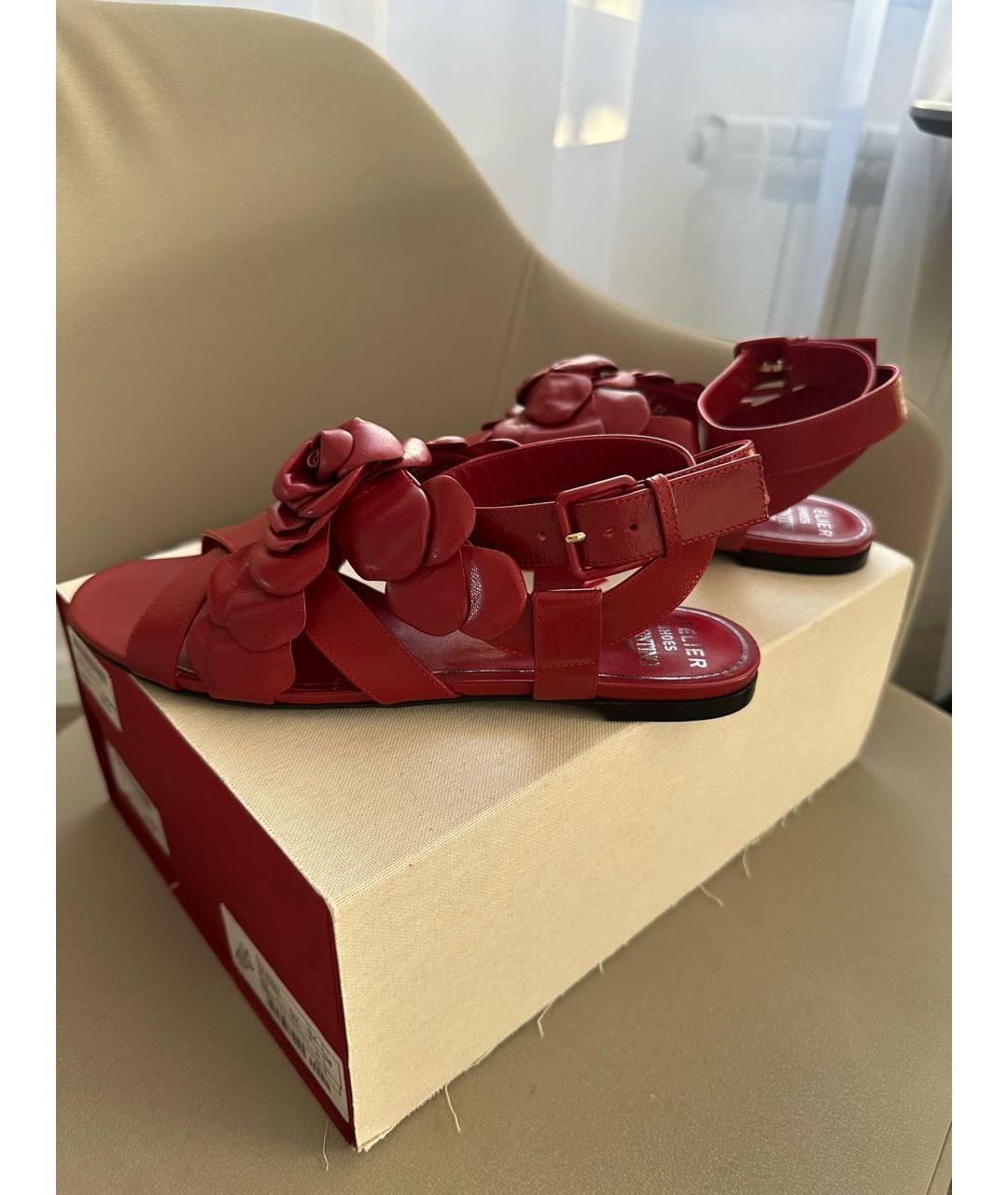 VALENTINO Бордовые кожаные босоножки, фото 5
