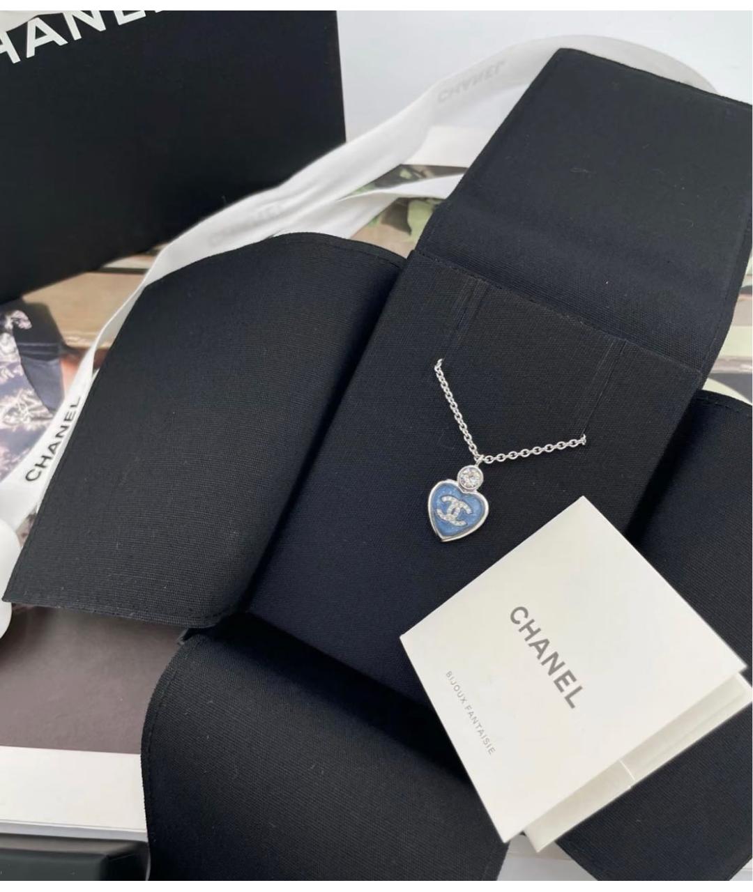 CHANEL Голубая металлическая подвеска, фото 3