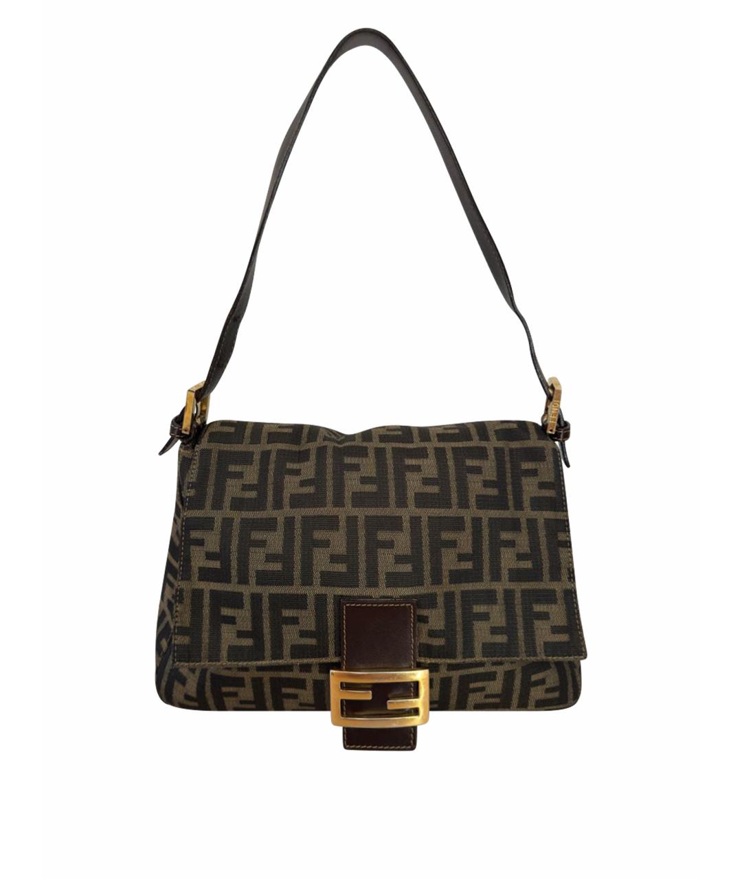 FENDI Коричневая тканевая сумка через плечо, фото 1