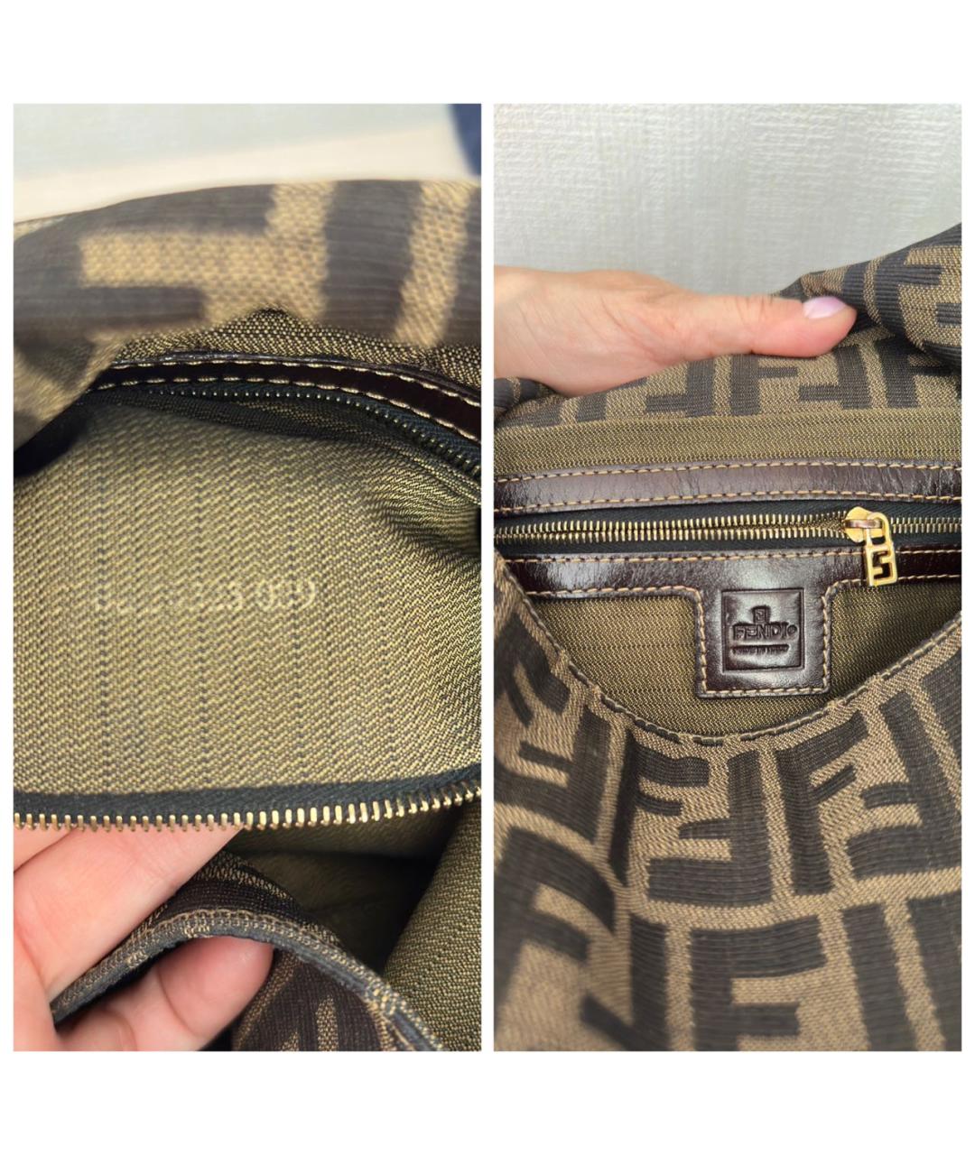 FENDI Коричневая тканевая сумка через плечо, фото 8