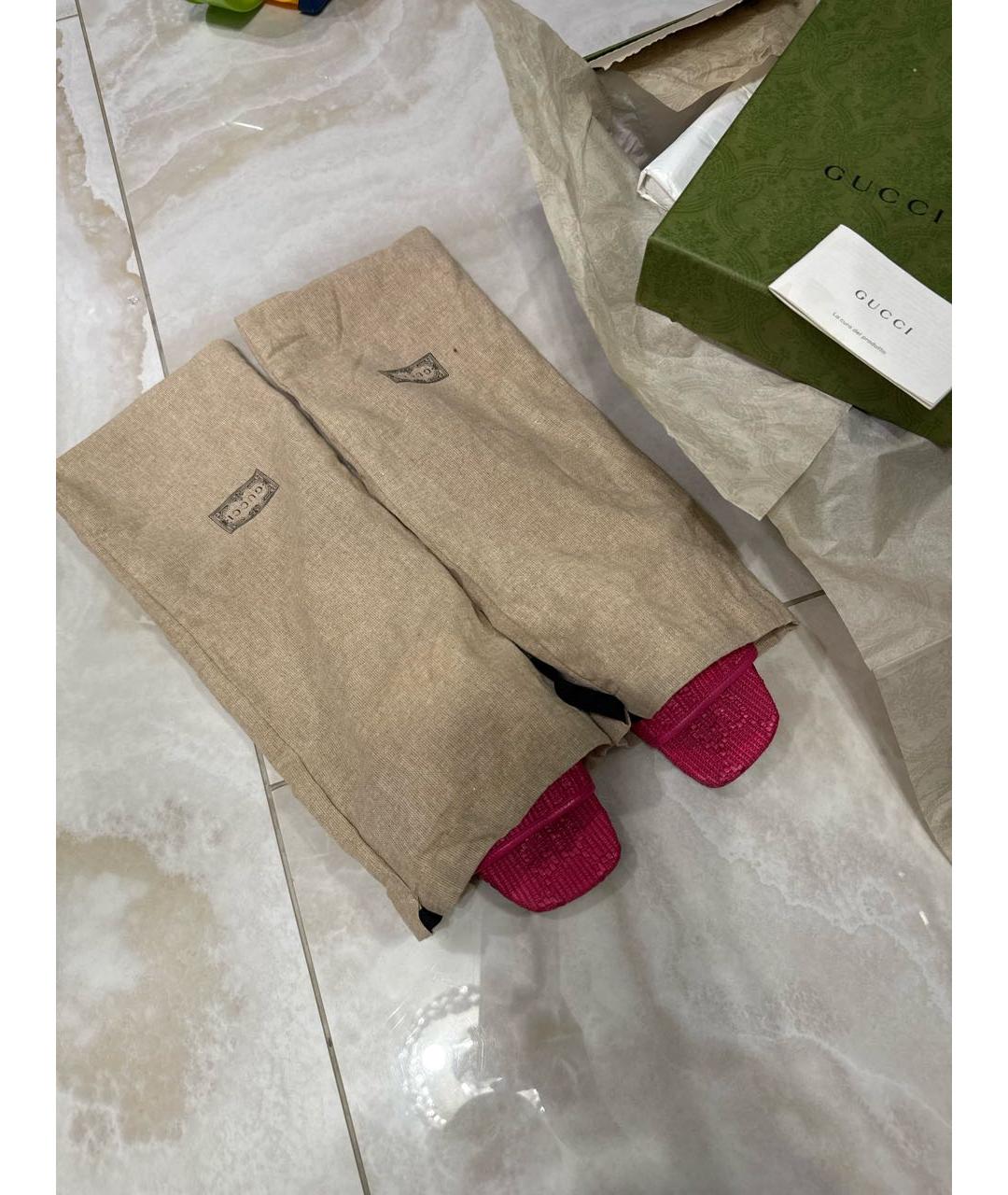 GUCCI Розовые текстильные мюли, фото 7