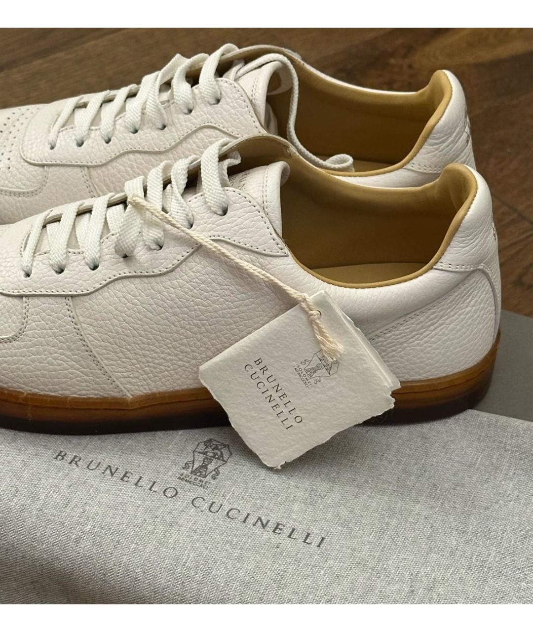 BRUNELLO CUCINELLI Белые кожаные низкие кроссовки / кеды, фото 2