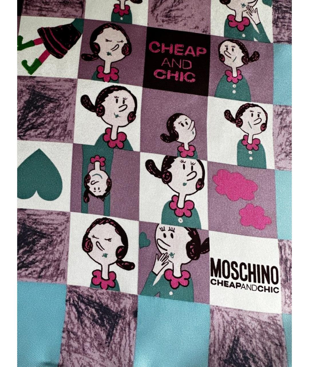 BOUTIQUE MOSCHINO Фиолетовый шелковый платок, фото 6