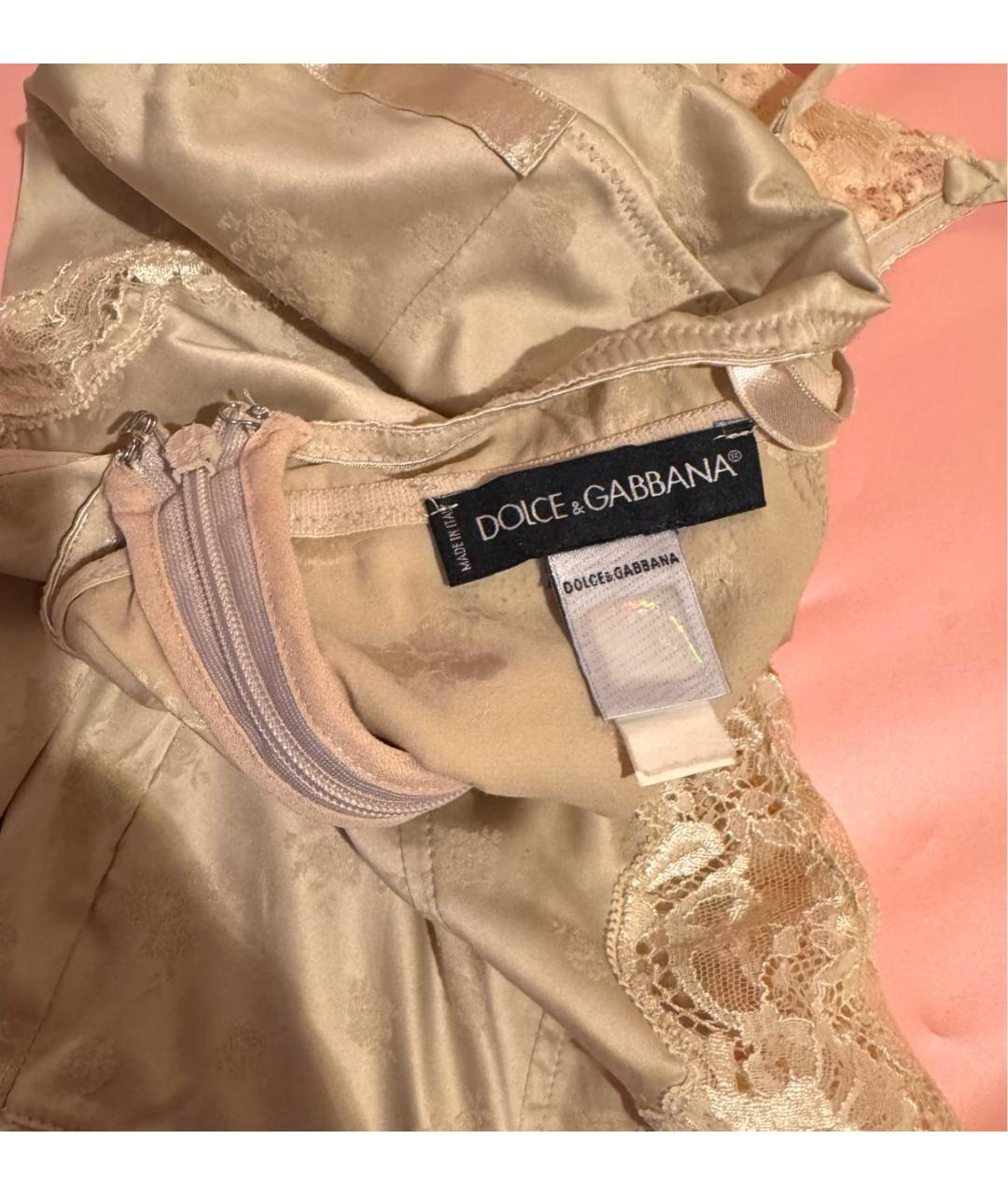 DOLCE&GABBANA Бежевая шелковая майка, фото 5