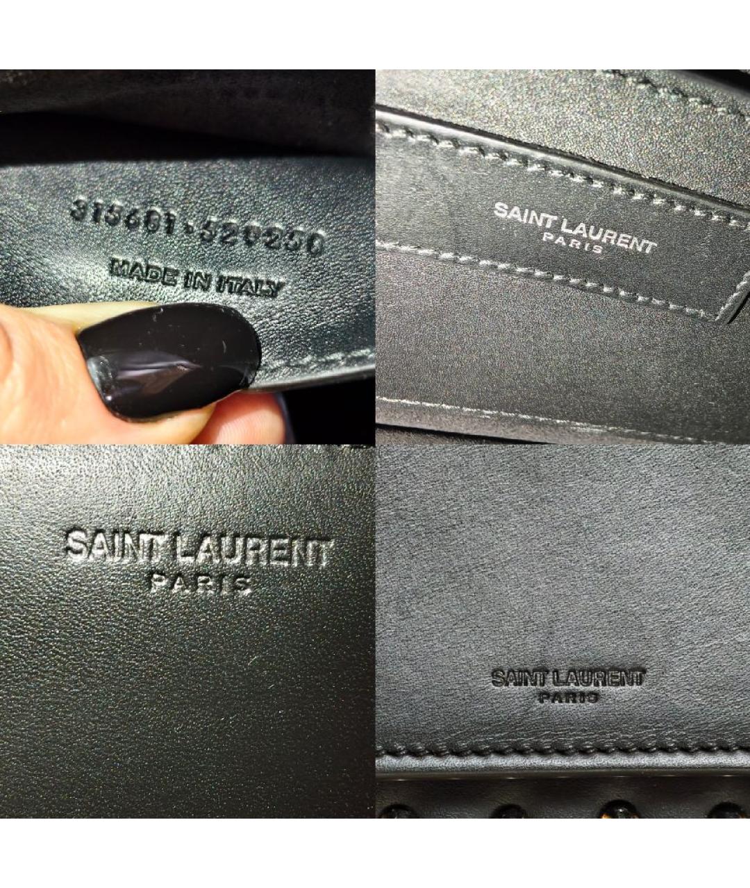 SAINT LAURENT Черная кожаная сумка с короткими ручками, фото 5