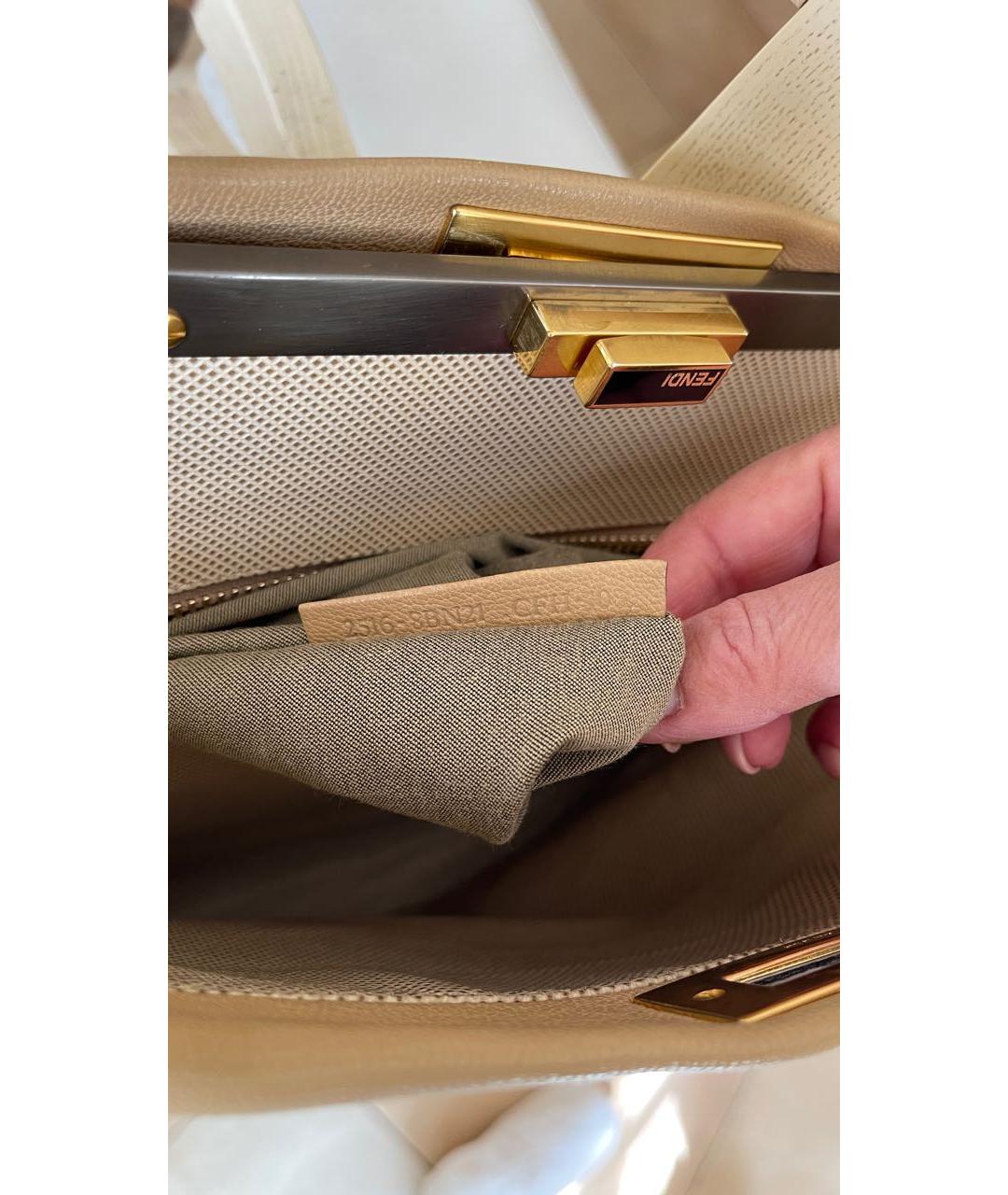 FENDI Бежевая кожаная сумка тоут, фото 3