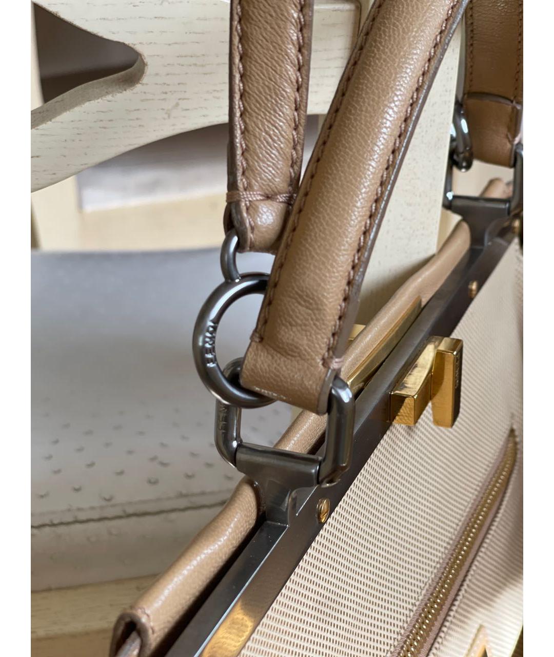 FENDI Бежевая кожаная сумка тоут, фото 7
