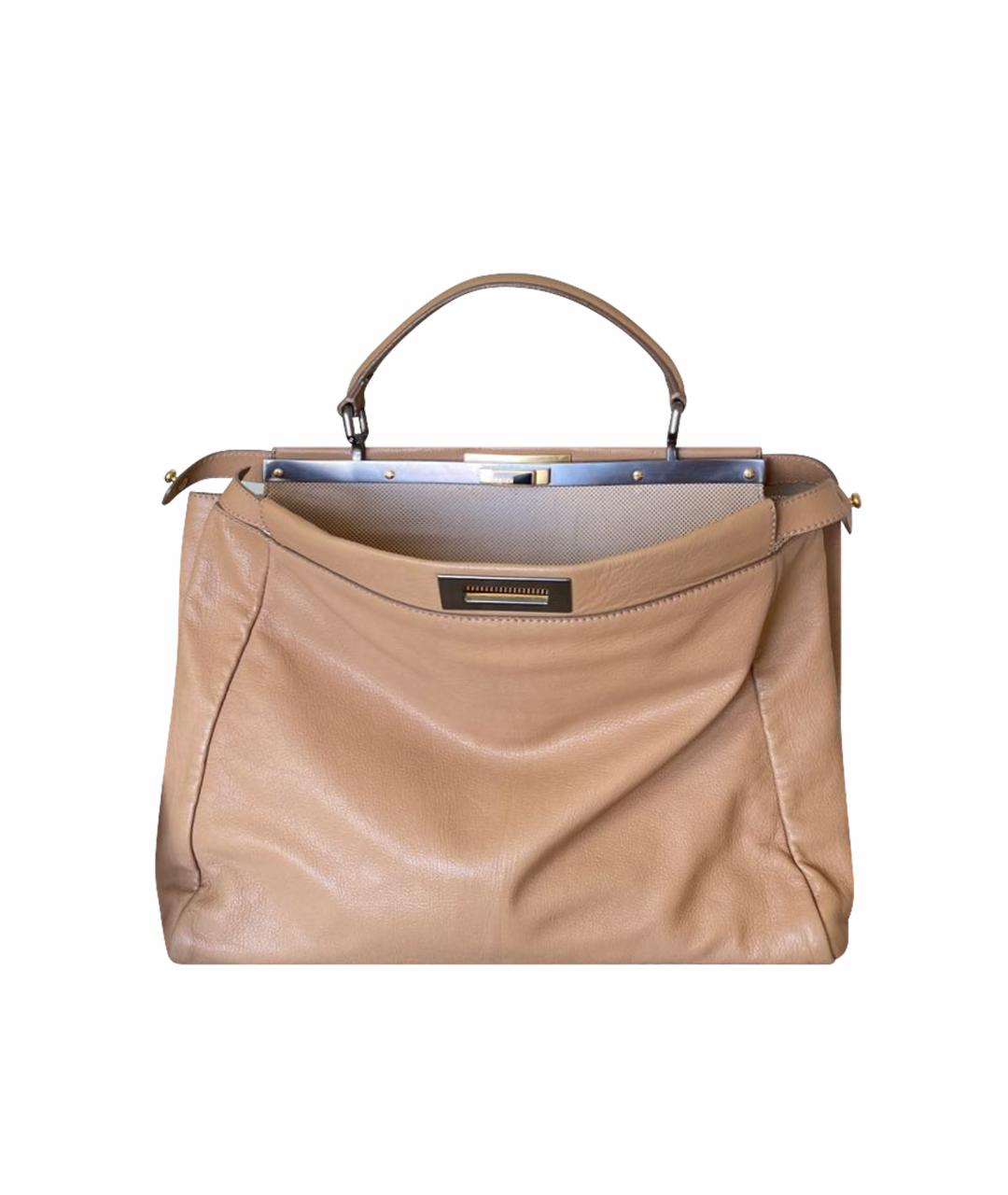 FENDI Бежевая кожаная сумка тоут, фото 1