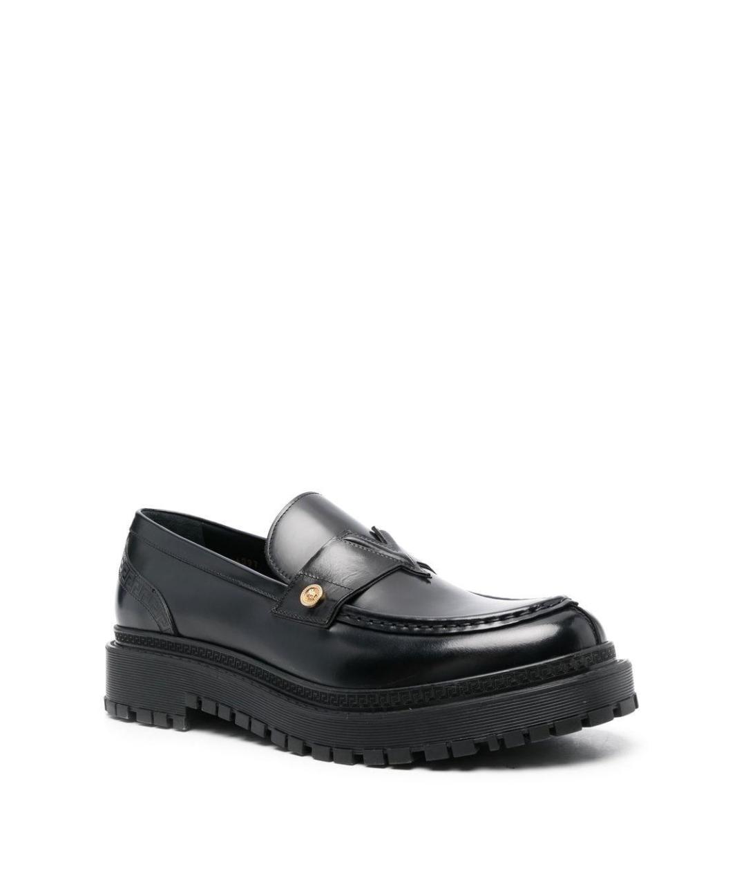 VERSACE Черные кожаные лоферы, фото 2