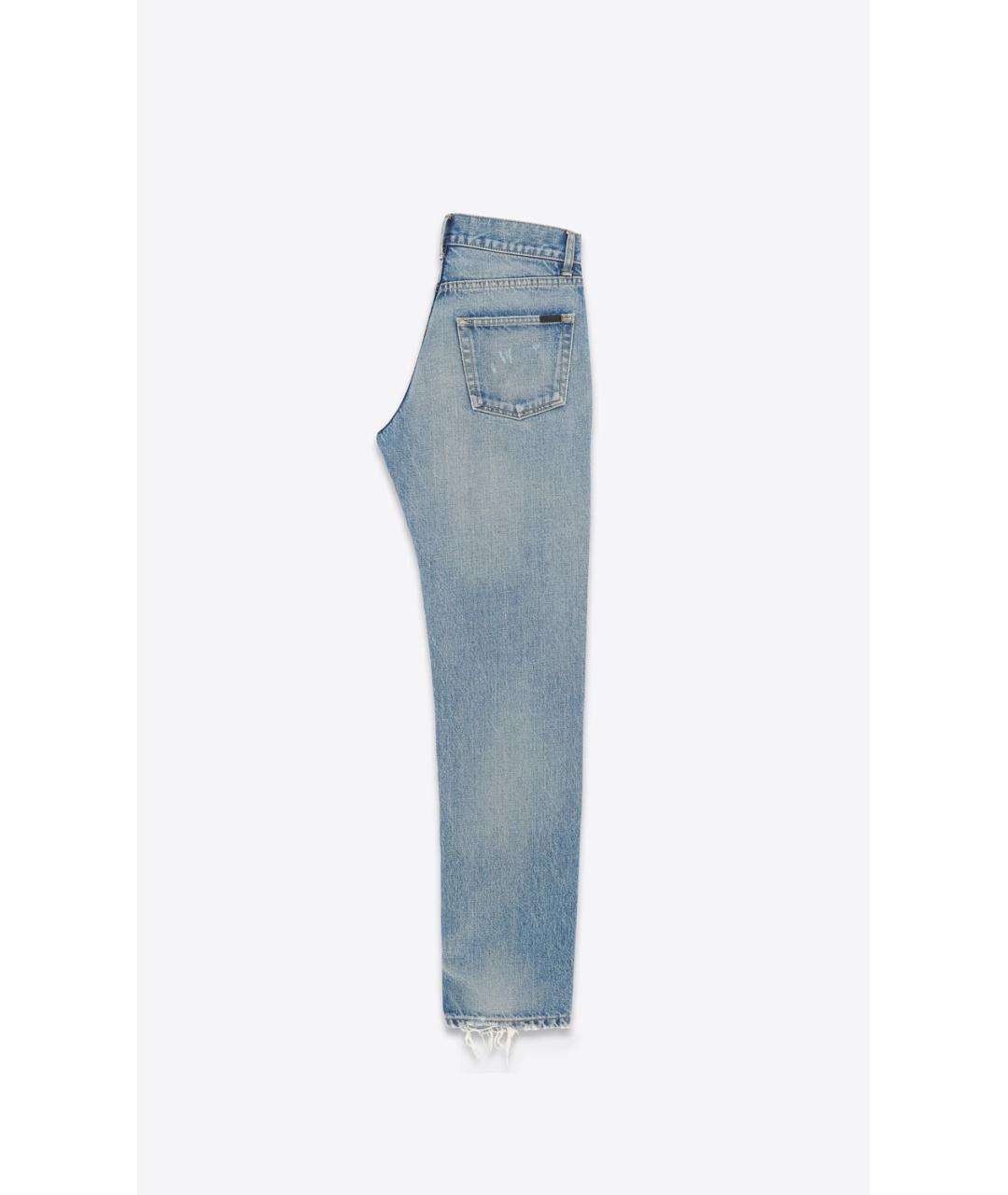 SAINT LAURENT Голубые хлопковые прямые джинсы, фото 2