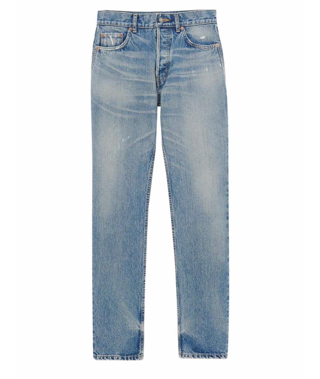 SAINT LAURENT Голубые хлопковые прямые джинсы, фото 1