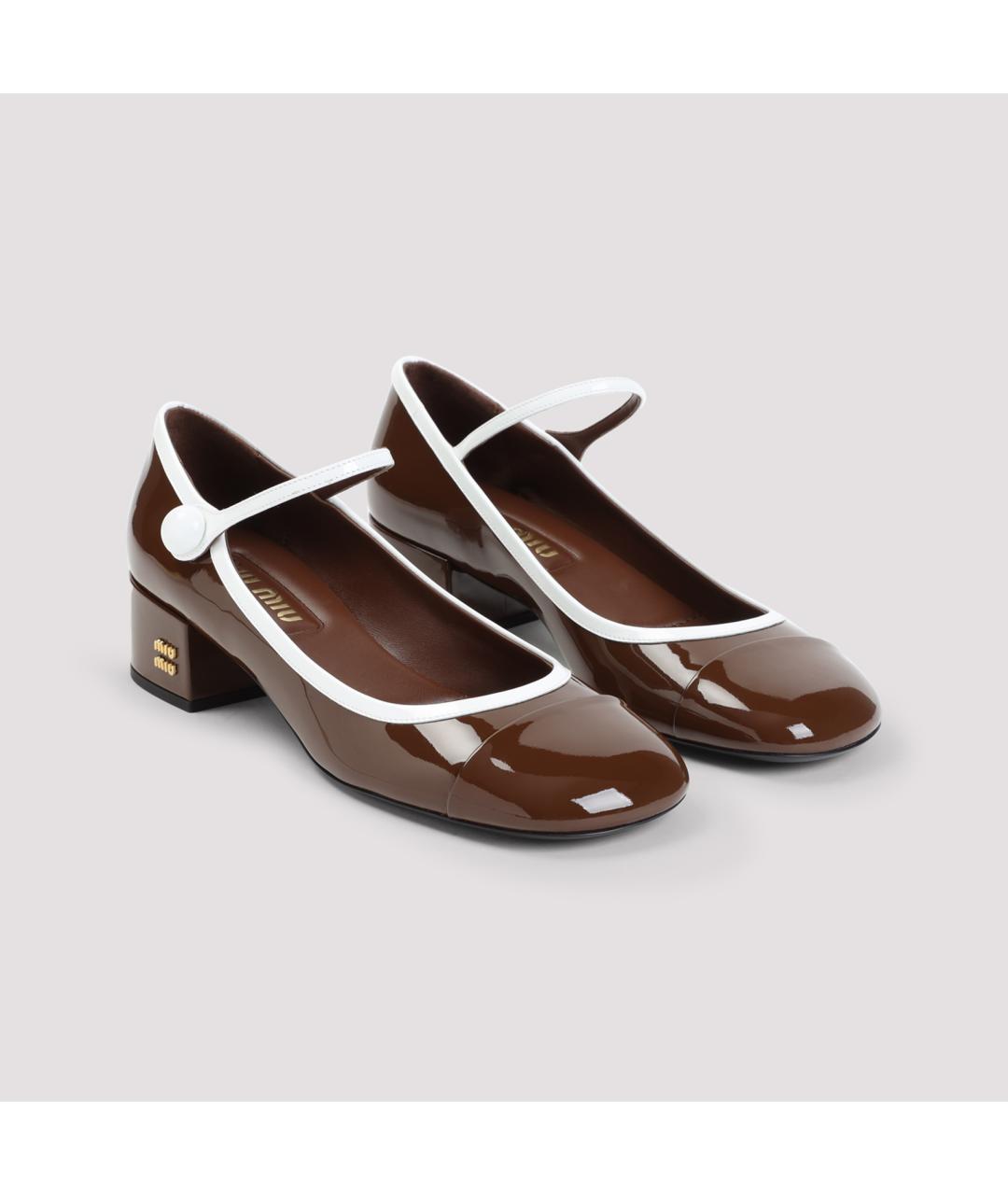 MIU MIU Коричневые кожаные туфли, фото 4