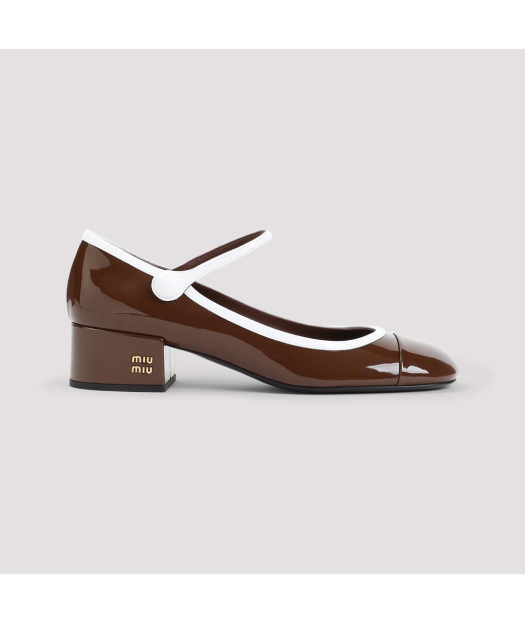 MIU MIU Коричневые кожаные туфли, фото 2