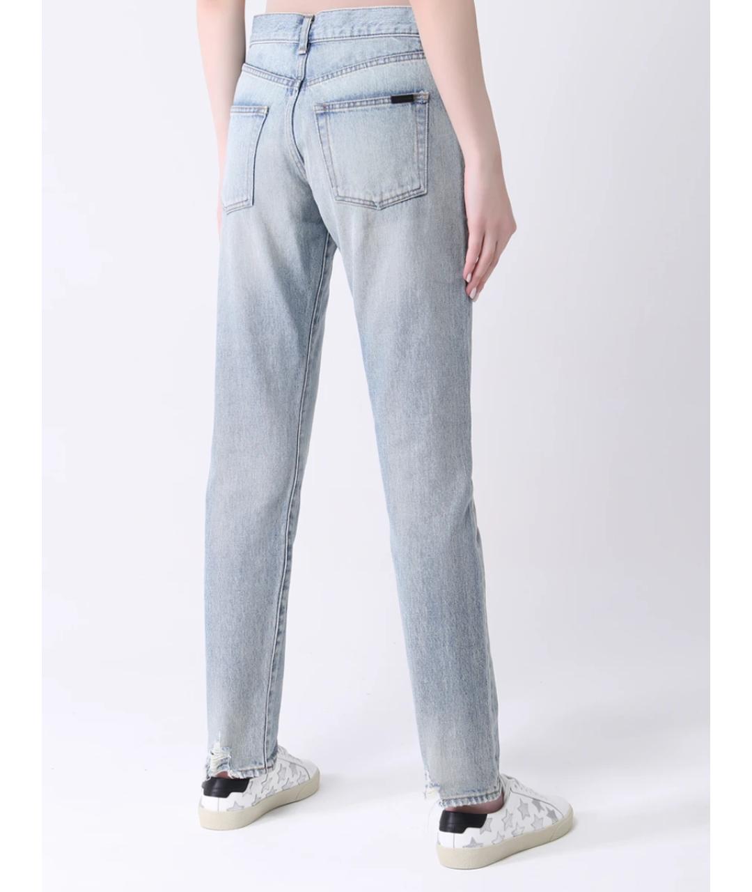 SAINT LAURENT Голубые хлопковые джинсы клеш, фото 3