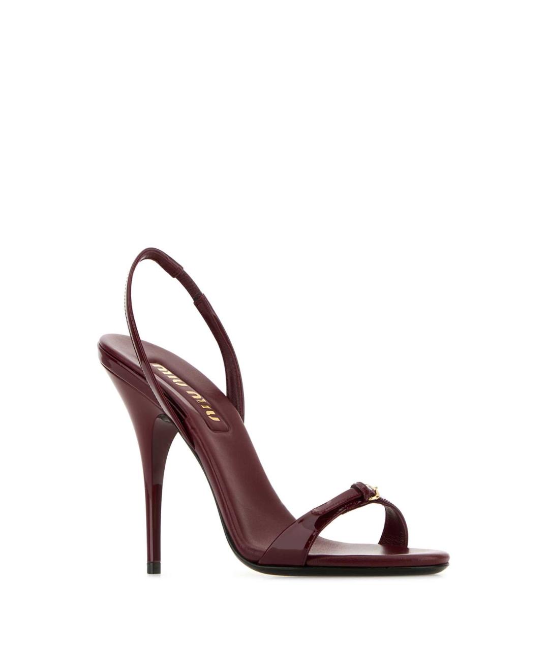 MIU MIU Бордовые кожаные сандалии, фото 2