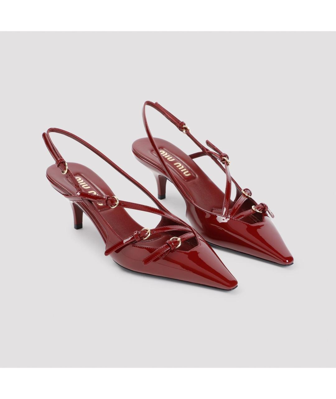 MIU MIU Красные кожаные туфли, фото 4