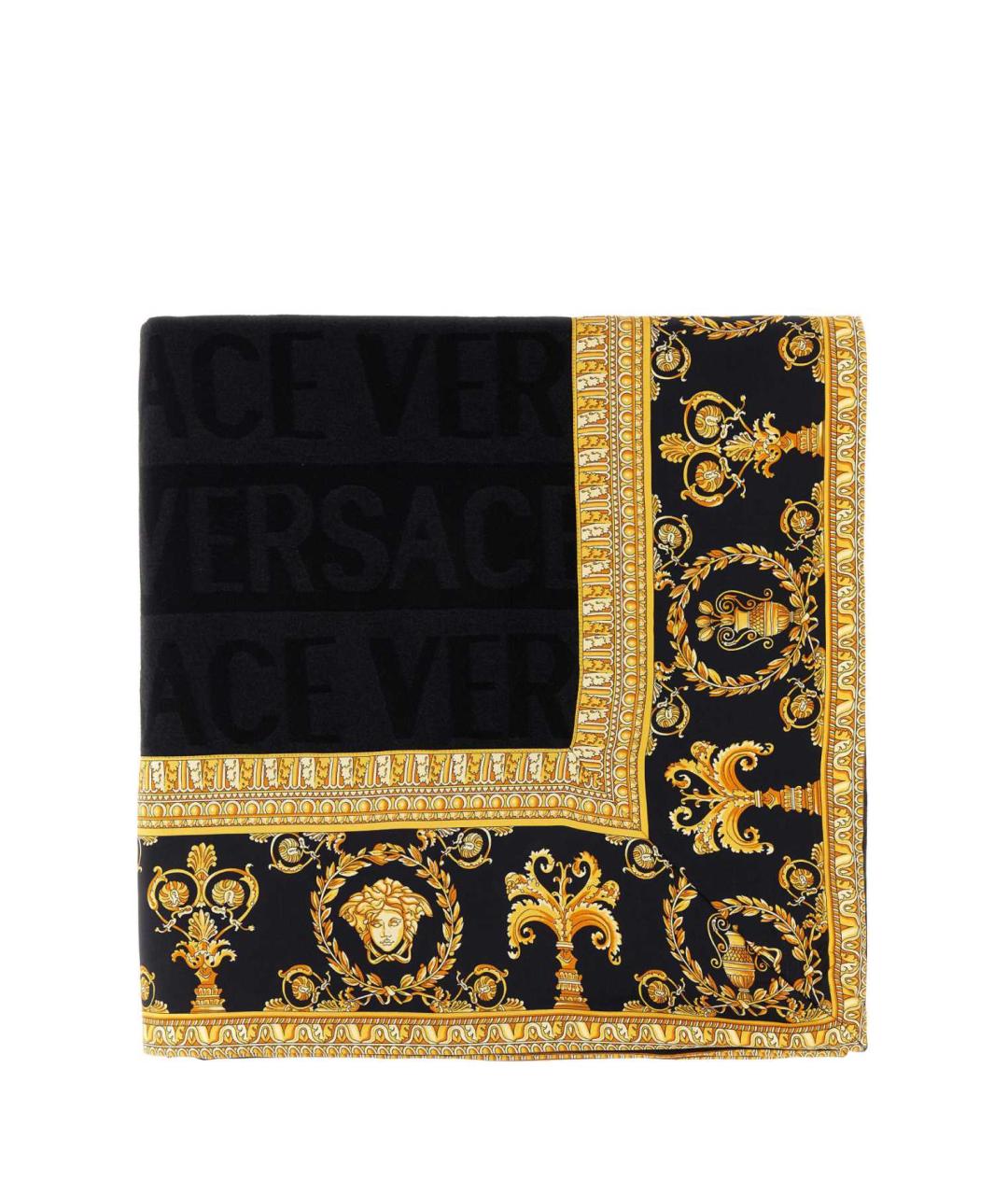 VERSACE Черный шерстяной шарф, фото 1