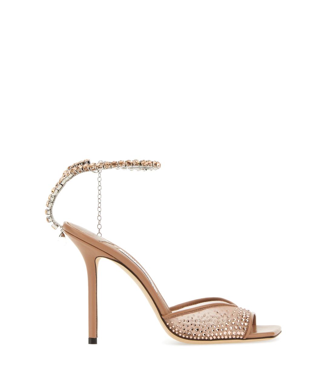 JIMMY CHOO Бежевые текстильные босоножки, фото 1