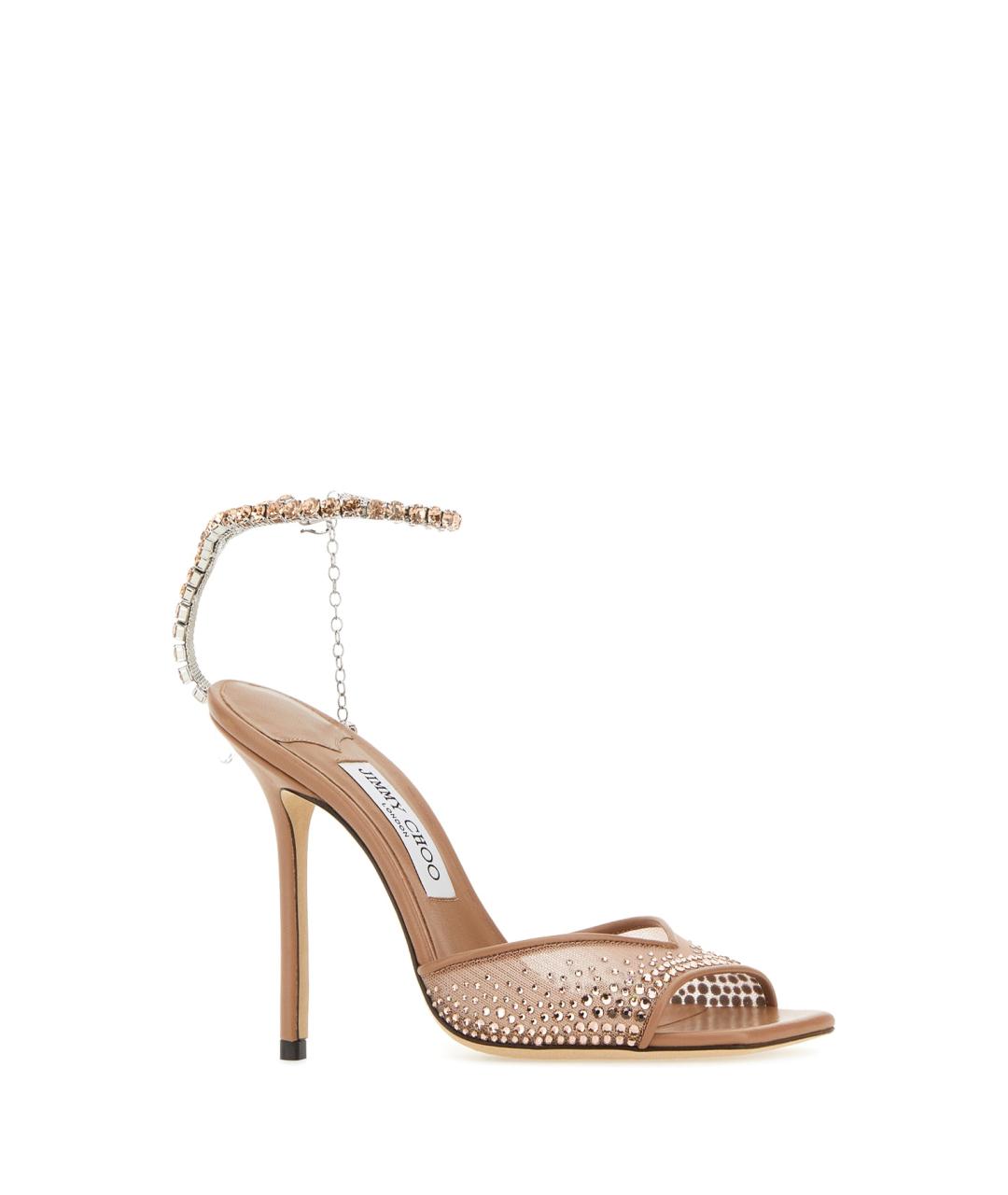 JIMMY CHOO Бежевые текстильные босоножки, фото 2