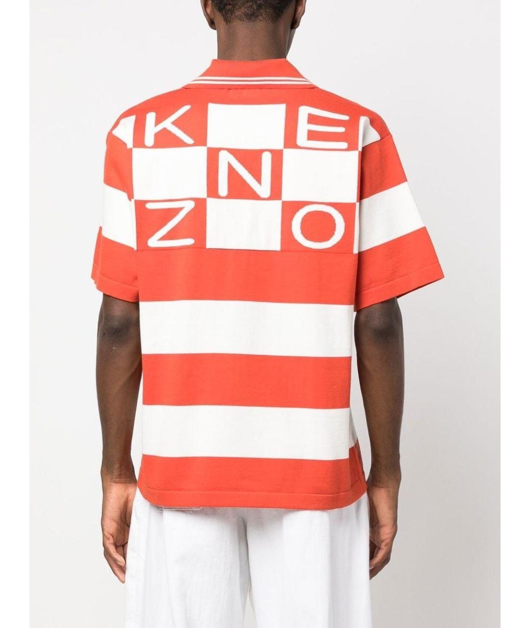KENZO Оранжевая хлопковая футболка, фото 4