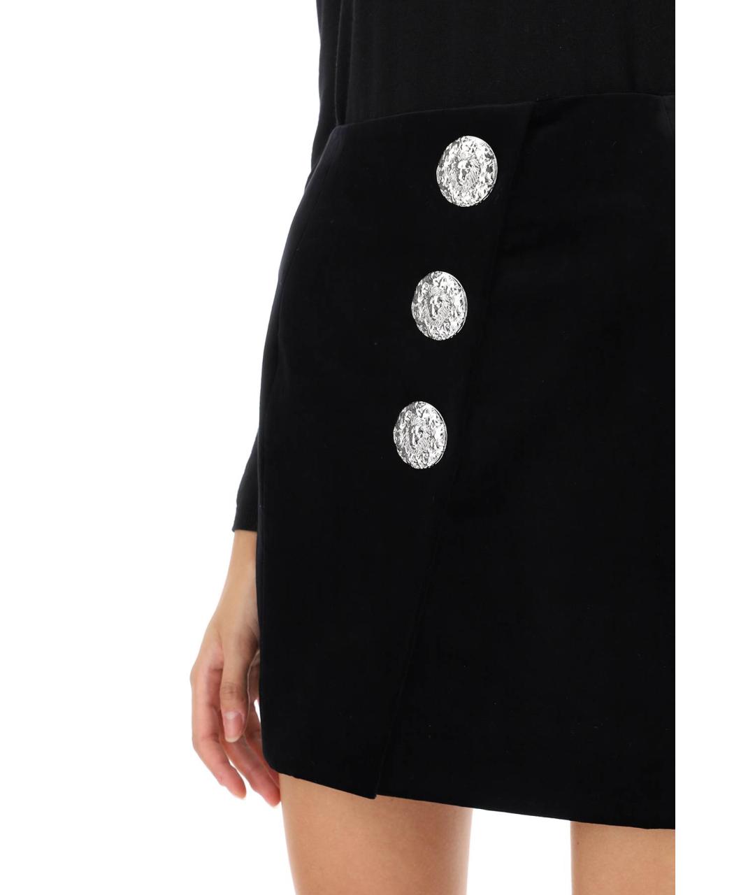 BALMAIN Черная хлопковая юбка мини, фото 4