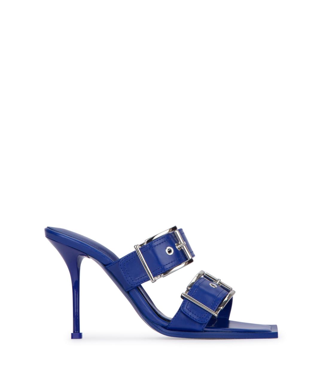 ALEXANDER MCQUEEN Синие кожаные мюли, фото 1