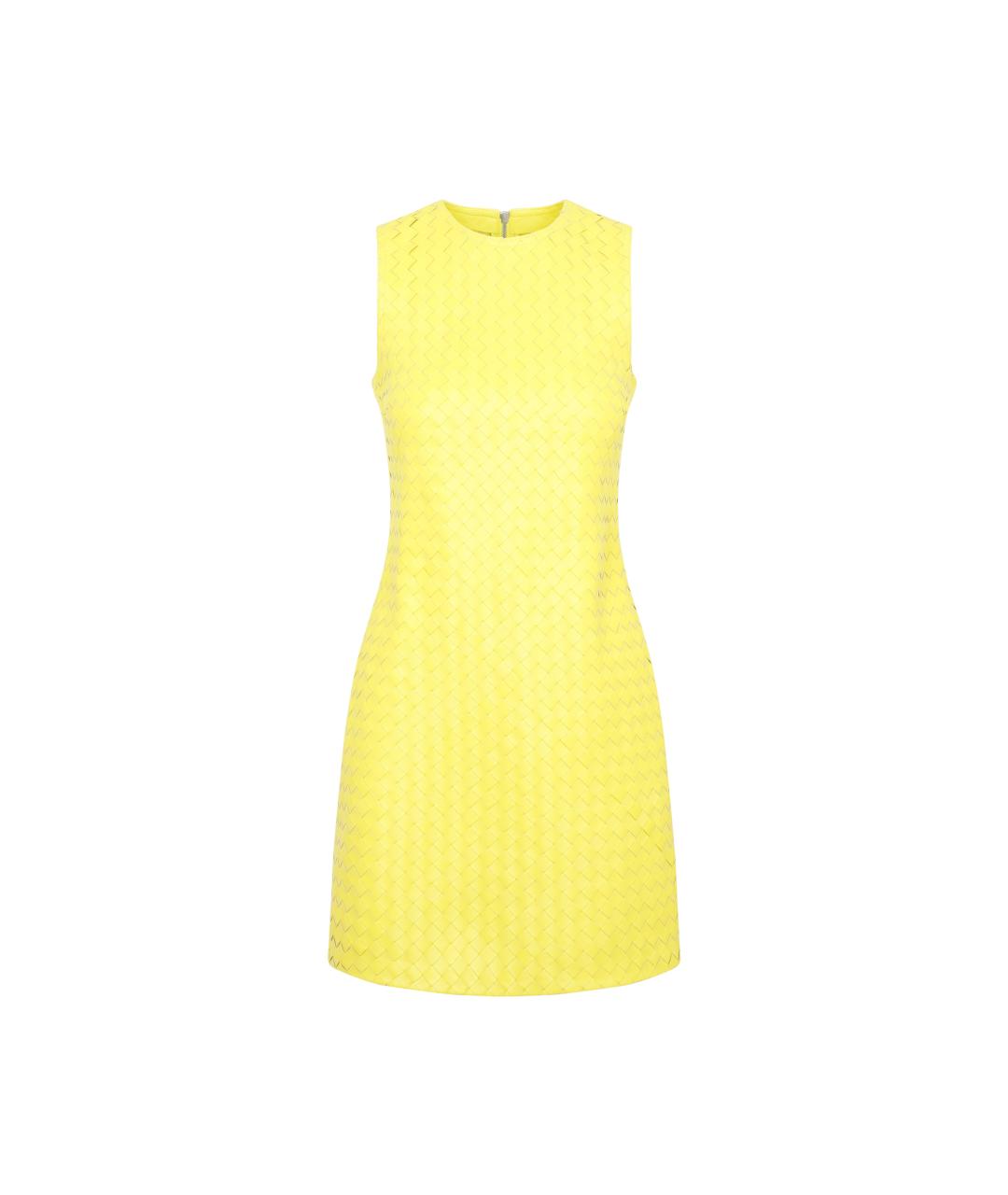 BOTTEGA VENETA Желтое кожаное коктейльное платье, фото 1