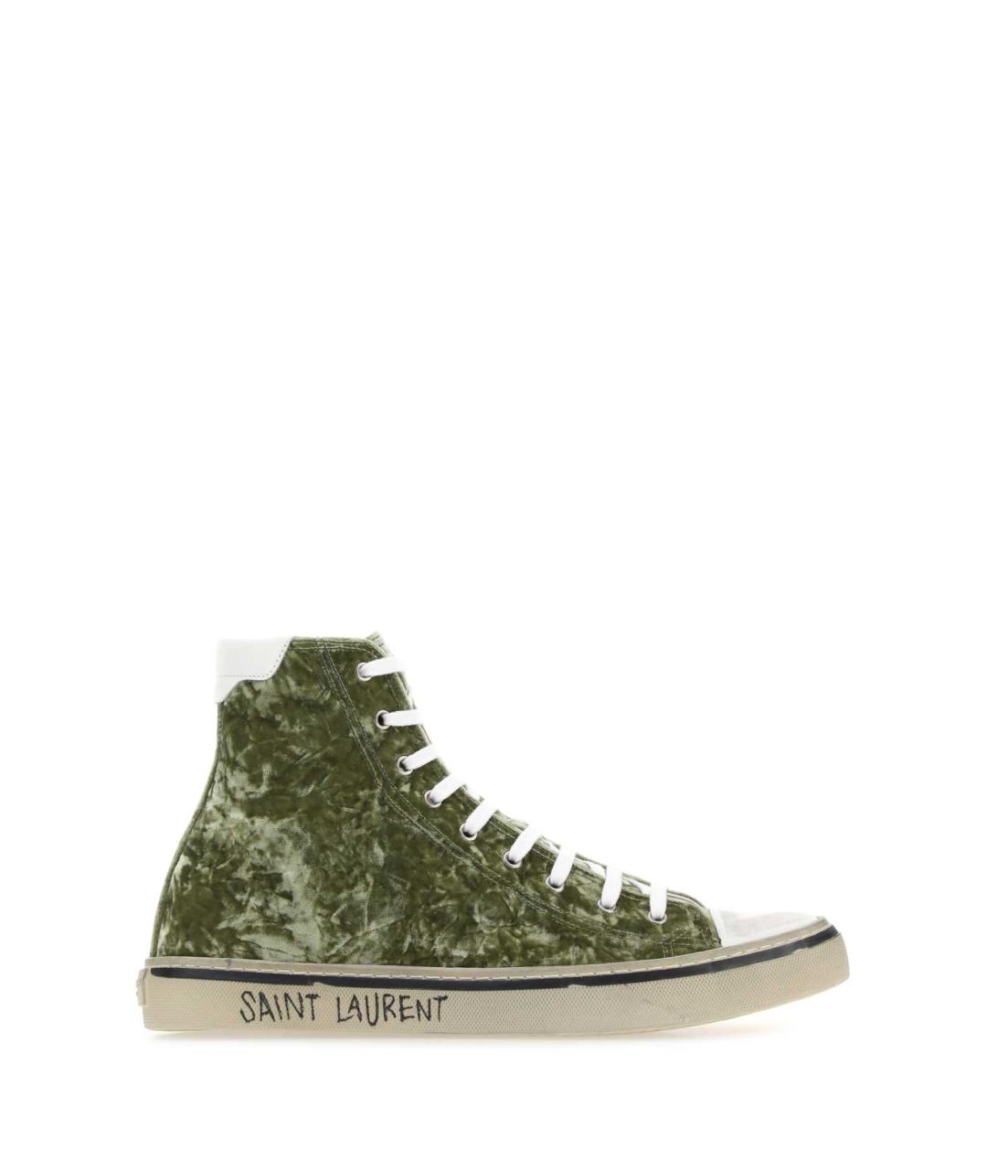 SAINT LAURENT Зеленые текстильные высокие кроссовки / кеды, фото 1