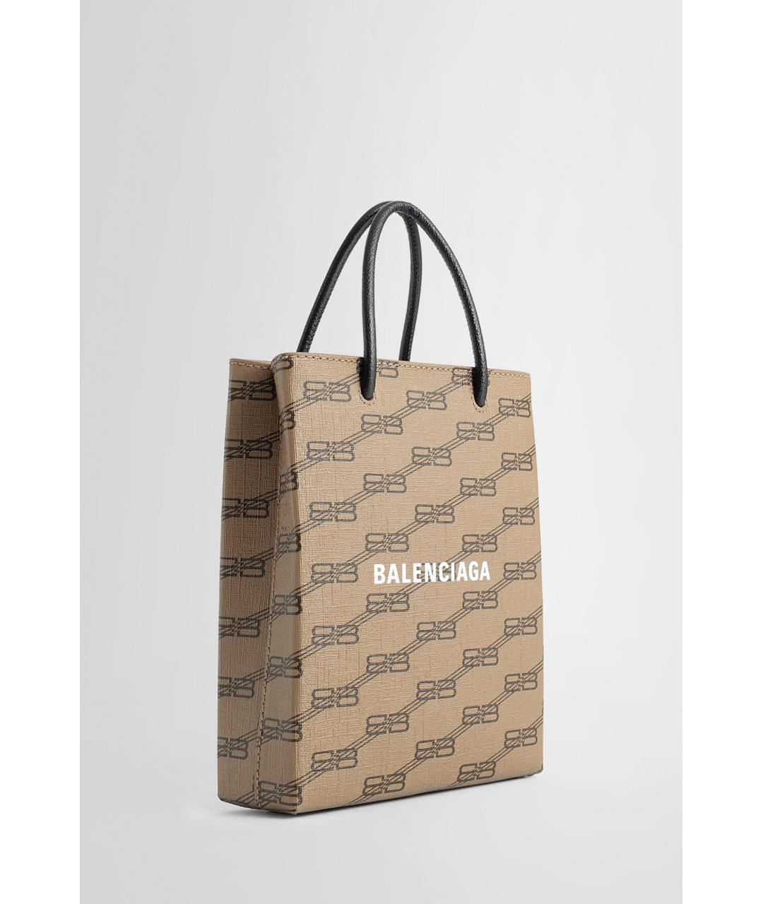 BALENCIAGA Бежевая синтетическая сумка тоут, фото 2